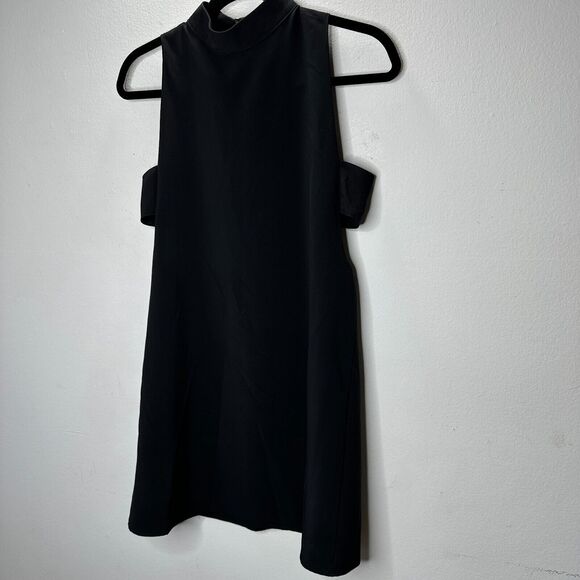 For Sienna Sexy Black Mock Neck Sleeveless Peek A Boo Sides Mini Dress S - Picture 5 of 16